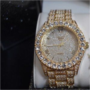 Mens Full Iced OUt Gold PT Luxury Styish Watch